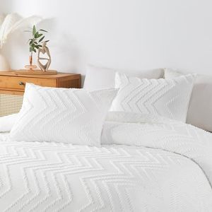 Trắng giường 3pcs <span class=keywords><strong>Comforter</strong></span> bộ đồ giường Trắng Boho chần mềm mịn nhẹ sợi nhỏ thoải mái bộ đồ giường - Product Image 6