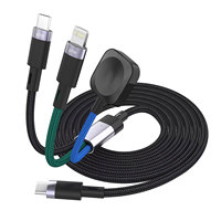 Kabel Data USB Type-C 3-in-1 1.8m dengan Pengisian Cepat untuk Smart Watch & iPhone, Cocok untuk Kantor, Rumah, dan Penggunaan Saat Bepergian