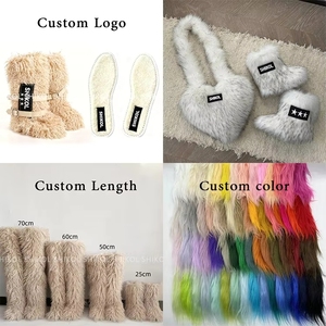 Bottes hautes en fourrure mongole SHIKOL avec sacs et ensemble de chaussures, sac à main en forme de cœur en peluche longue et luxueuse, Hiver 2025 - Product Image 2