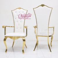 Fauteuils de luxe personnalisés 2026 au design moderne, dossier haut, en acier inoxydable doré brillant, pour salon, mariages et événements