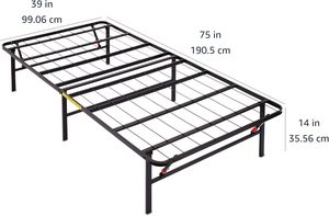 Cadre de lit plateforme pliable en acier allié, robuste, sans <span class=keywords><strong>sommier</strong></span> requis, hauteur de 14 pouces, installation sans outil, taille simple/jumelle - Product Image 3