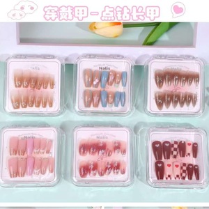 เล็บปลอม 24 ชิ้น ลายโบว์ประดับเพชร สำหรับนักเรียนหญิง พร้อมกาว - Product Image 2
