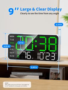 <b>Wall</b> <b>Clock</b> Voice Control Alarm <b>Clock</b> LED <b>Digital</b> <b>Clock</b> Temperature Date Week Display Brightness Adjustment Decoration - Product Image 3