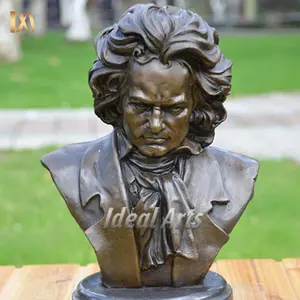 Statues en métal et bronze grandeur nature personnalisées pour l'extérieur Sculpture de buste de Beethoven antique pour la décoration intérieure