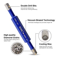 Brocas de diamante de doble punta de 6 mm y 8 mm, brocas de diamante para taladrar, brocas de sierra perforadora, brocas de dedo con vástago hexagonal para mármol y azulejos de cerámica