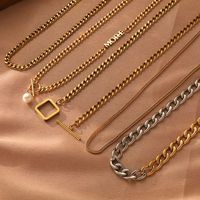 Tendencias Collar de la serie de cadena cubana de acero inoxidable chapado en oro de 18 quilates Joyería de moda elegante y duradera