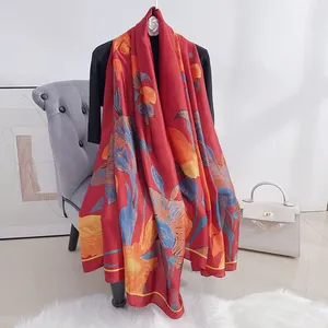 Großhandel 2024 Damen Seidenschal individuelles Design bedrucktes Kopftuch Satin Schals Foulard Hijab Schals für Damen