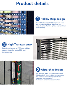 Mur <span class=keywords><strong>rideau</strong></span> en verre <span class=keywords><strong>à</strong></span> faible consommation d'énergie, écran LED transparent haute définition pour intérieur, conception modulaire, installation rapide - Product Image 4
