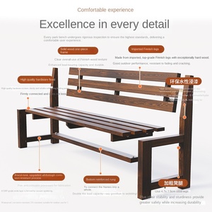 Banco Largo de Madera de Estilo Americano para Jardín, Patio o Parque, con Dos Asientos - Product Image 4