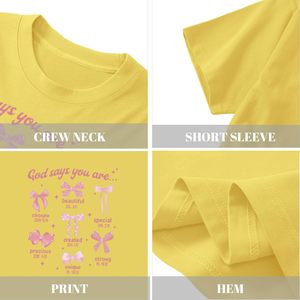 เสื้อยืดลายโบว์น่ารักสำหรับเด็กผู้หญิง เสื้อยืดลายกราฟิกคริสเตียน เสื้อยืดพระเยซูสำหรับเด็ก เสื้อยืดข้อพระคัมภีร์สร้างแรงบันดาลใจ เสื้อยืดศาสนาสำหรับผู้หญิง 100% - Product Image 6