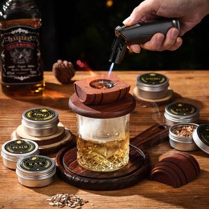 Kit de fumeur de whisky à l'ancienne avec torche Verres de roche en bois dans une boîte-cadeau Accessoires de boisson pour <span class=keywords><strong>cocktail</strong></span> pour bar - Product Image 4