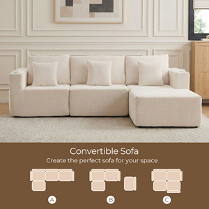 Sofá Seccional Modular en Forma de L, Envasado al Vacío, Sofá Convertible con Portavasos, Esponja de Alta Resiliencia para Sala de Estar - Product Image 3
