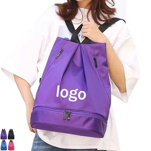 <b>Waterproof</b> Simple <b>Drawstring</b> <b>Bag</b> Flap Pocket Dry Wet Separation Swimming Portable Swimsuit Storage Bundle String Printing - Product Image 1