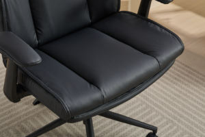 Criss Cross Chair with Flip-Up Armrests, Modern Green <b>Leather</b> Office Chair, Ergonomic, Cross Legged, Adjustable Height - Product Image 4