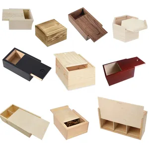 Factory Wholesale Wood Craft Packaging Jewelry Storage Box Wooden Slide Boxes