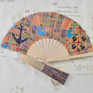 Ventilatore di sughero Boutique in stile graffito di bambù stampato in tessuto di legno di loto ecologico 16/18/24 - Product Image 2