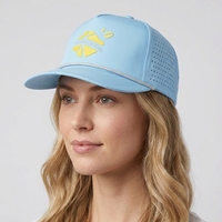 Topi Baseball Vintage 5 Panel Berkinerja Tinggi, Berlubang Laser, Poliester Tahan Air, Dapat Disesuaikan, Model Snapback untuk Golf dan Hiking