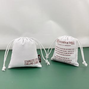 Sacchetto in Cotone Ecologico con Coulisse per Cubetti di Ghiaccio Riutilizzabili per Whisky, Sacchetto Portaoggetti in Tela Stampata per Accessori da Bar - Product Image 6