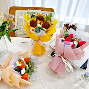 Ramo de <span class=keywords><strong>Girasoles</strong></span> y <span class=keywords><strong>Rosas</strong></span> de Ganchillo Hecho a Mano, de Hilo de Lana, para Jardín, Acción de Gracias, Graduación/Cumpleaños, Ecológico, Directo de Fábrica - Product Image 5