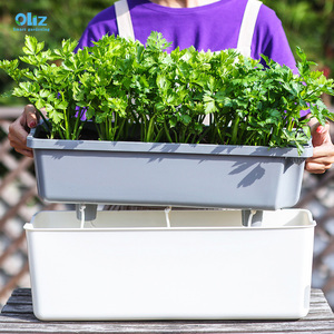 Pots à fleurs rectangulaires en plastique Oliz, jardin d'intérieur, pot à plantes auto-arrosant pour légumes, construire un jardin de balcon de 1 mètre carré - Product Image 4