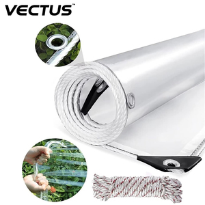 Bâche transparente en PVC vinyle robuste et imperméable <span class=keywords><strong>de</strong></span> 14 mil pour fenêtres <span class=keywords><strong>de</strong></span> véranda, auvents et tentures <span class=keywords><strong>de</strong></span> patio, avec œillets - Product Image 1