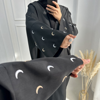 Nouveaux modèles d'abayas 2026, vêtements islamiques, abaya pour femmes, kimono cardigan, robes pour femmes musulmanes, broderie de lune, abaya en lin pour l'Aïd