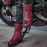 Chaussures de moto rétro en cuir pour hommes, chaussures de moto pour la conduite, imperméables, coupe-vent, anti-chute, pour les quatre saisons