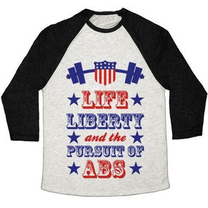 Life, Liberty, and the Pursuit of Abs Unisex Tri-Blend <b>Baseball</b> <b>Tee</b> - Product Image 4