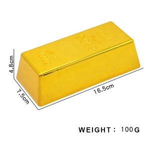 Fan Shu 24k Barre de <span class=keywords><strong>lingot</strong></span> d'or véritable plaquée or ABS, butoir de porte et presse-papiers - Product Image 4