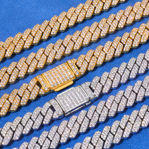 VVS Moissanite Diamond Prong Cuban Link Chain 18K Gold Plated 925 Sterling <b>Silver</b> Iced Out Bling Hip Hop <b>Necklace</b> Jewelry Tester - Product Image 5