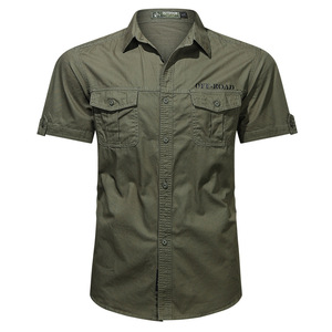 Camicia a maniche corte da <span class=keywords><strong>uomo</strong></span> con logo personalizzato all'ingrosso in puro cotone da <span class=keywords><strong>uomo</strong></span> - Product Image 3