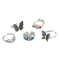 Bague personnalisée en alliage d'argent antique pour animaux Bague créative lapin hérisson écureuil hibou papillon bijoux pour hommes