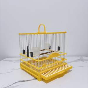 Vendita calda di tipo colorato cassetto in plastica in acciaio piatto ricamato occhio gabbia per uccelli gabbia quadrata da bagno gabbia con due barre in piedi - Product Image 3