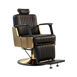 Sillas de Barbero de Alta Calidad con Altura de Asiento Ajustable, Sillas de Peluquería con Placa Plateada, Sillas de Salón de Belleza Modernas Negras Personalizadas al por Mayor - Product Image 1