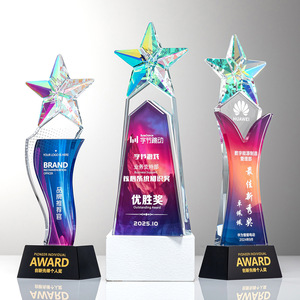 Crystal Five-Pointed Star <b>Trophy</b> Laser <b>Engraved</b> White Crystal Durable Conference Award Souvenir - Product Image 3