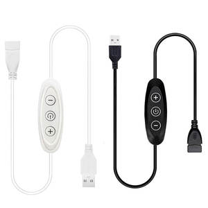 Variateur de luminosité continu 10 vitesses avec câble <span class=keywords><strong>USB</strong></span> marche/arrêt et contrôle 3 touches, connecteur femelle vers mâle avec mémoire pour rétroéclairage LED monochrome 5V - Product Image 1