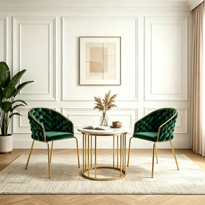 Fauteuil d'appoint en <span class=keywords><strong>velours</strong></span> tissé à la main, style luxe léger, avec pieds en métal doré - Product Image 4