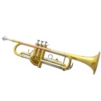 Ehrman Musical Instrument Brass Gold Lacquer BB Professional Trumpet with Tricolor Finish and High-grade Suitcase