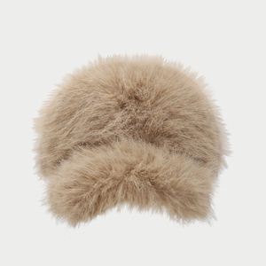 Winter Solid Color Thickened Warm Faux Terry 6-Panel Adjustable Cold-proof Ladies Women Plush Fashion <b>Baseball</b> <b>Cap</b> - Product Image 2