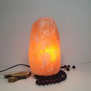Lampe en sel rose de l'Himalaya, forme naturelle, avec variateur d'intensité et base en bois, 100% naturelle et durable - Product Image 5