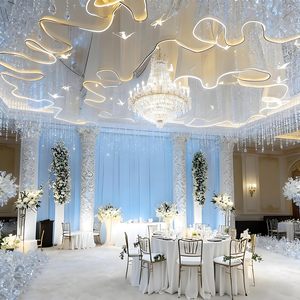 Bestseller Hochzeits-Hotel-Deckenbeleuchtung Dekoration Deckenschleier Vorhänge LED-Streifen Stoffvorhänge mit LED-Lichtleisten - Product Image 6