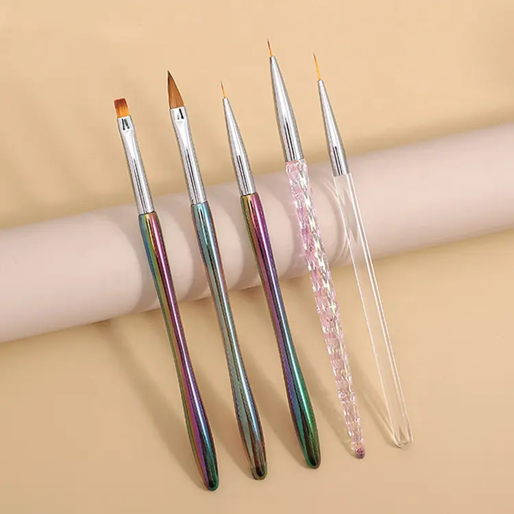 Best Price Nails Tool Clear Rainbow Pink Acrylic UV Gel Liner Manicure 3pcs Nail Art Striper Brush Set
