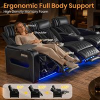 GUEAPY Fauteuil inclinable électrique 3 places en similicuir pour home cinéma, avec cadre métallique, mousse à mémoire de forme et appuie-tête et dossier réglables