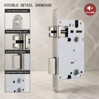 Serrure de porte silencieuse 5072, corps de serrure de porte silencieux et fluide pour portes intérieures en bois