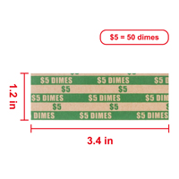 Enveloppes plates pré-imprimées en kraft pour pièces de monnaie Green Dime, capacité de 5 $, pour le tri des pièces de monnaie dans les caisses enregistreuses et les banques