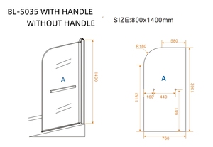 Pieghevole senza cornice <span class=keywords><strong>doccia</strong></span> <span class=keywords><strong>vasca</strong></span> schermo <span class=keywords><strong>per</strong></span> 6mm di spessore Pivot porta BL-S035 - Product Image 2