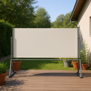 Auvent latéral moderne en polyester crème 47,2 x 118,1 avec structure en fer thermolaqué, fixation murale pour terrasse - Product Image 2