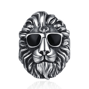 Anelli di Moda Hip Hop Punk Gotico con Testa di Leone, Vintage Cool in Acciaio Inossidabile 316L PVD per Uomo, Gioielli all'Ingrosso Novità 2026 - Product Image 2