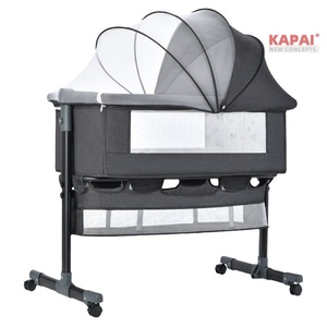 Cuna Plegable Multifuncional para Bebé, Color Rosa Gris Claro Oscuro Champán, Cama Lateral Portátil con Cambiador - Product Image 6