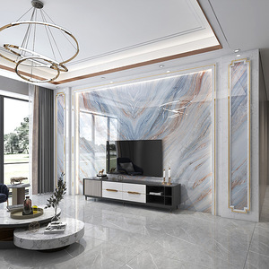 Pared DE FONDO DE TV de placa de roca de lujo ligero, sala de estar de Villa, azulejo simple chino moderno con estampado de mármol - Product Image 1